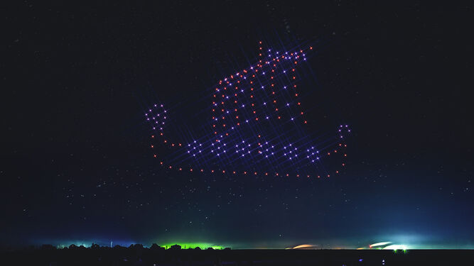 Barco vikingo generado con drones.