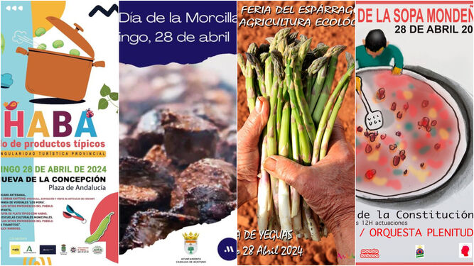 Los carteles de las cuatro fiestas gastronómicas de la provincia de Málaga.